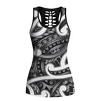 Aotearoa Maori Kowhaiwhai Hollow Tank Top Kiwikiwi Puhoro and Patiki