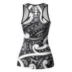 Aotearoa Maori Kowhaiwhai Hollow Tank Top Kiwikiwi Puhoro and Patiki
