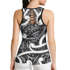 Aotearoa Maori Kowhaiwhai Hollow Tank Top Kiwikiwi Puhoro and Patiki