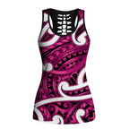 Aotearoa Maori Kowhaiwhai Hollow Tank Top Mawhero Puhoro and Patiki