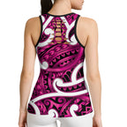 Aotearoa Maori Kowhaiwhai Hollow Tank Top Mawhero Puhoro and Patiki