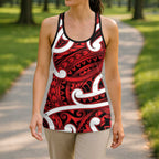 Aotearoa Maori Kowhaiwhai Hollow Tank Top Whero Puhoro and Patiki