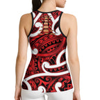 Aotearoa Maori Kowhaiwhai Hollow Tank Top Whero Puhoro and Patiki