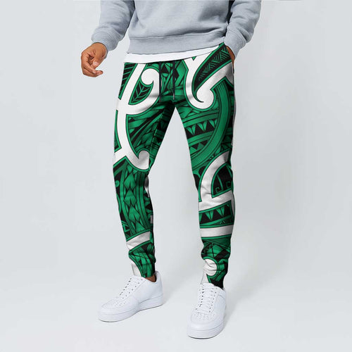 Aotearoa Maori Kowhaiwhai Jogger Pants Kakariki Puhoro and Patiki
