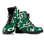 Aotearoa Maori Kowhaiwhai Leather Boots Kakariki Puhoro and Patiki