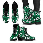 Aotearoa Maori Kowhaiwhai Leather Boots Kakariki Puhoro and Patiki