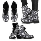 Aotearoa Maori Kowhaiwhai Leather Boots Kiwikiwi Puhoro and Patiki