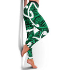 Aotearoa Maori Kowhaiwhai Leggings Kakariki Puhoro and Patiki