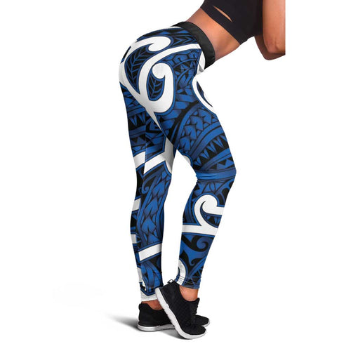 Aotearoa Maori Kowhaiwhai Leggings Kikorangi Puhoro and Patiki