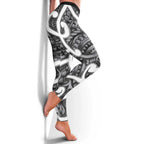 Aotearoa Maori Kowhaiwhai Leggings Kiwikiwi Puhoro and Patiki