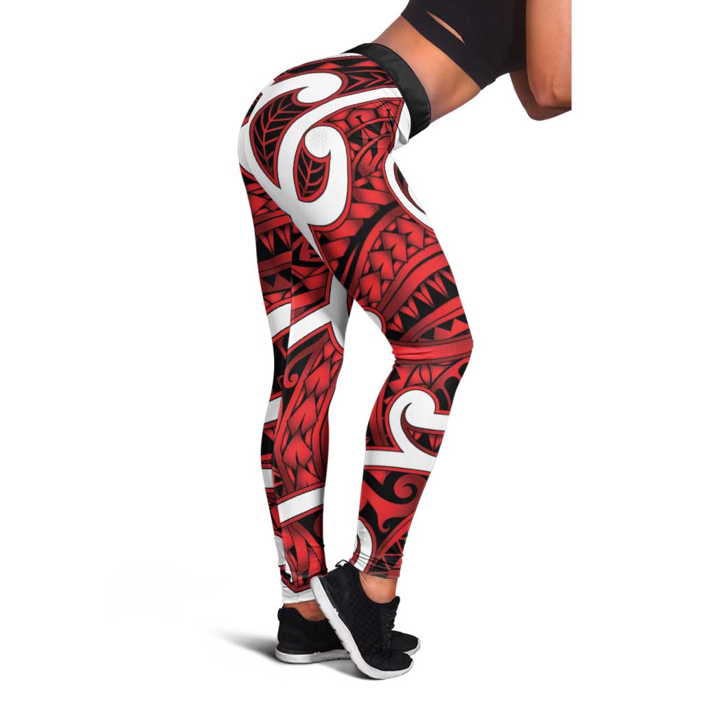 Aotearoa Maori Kowhaiwhai Leggings Whero Puhoro and Patiki
