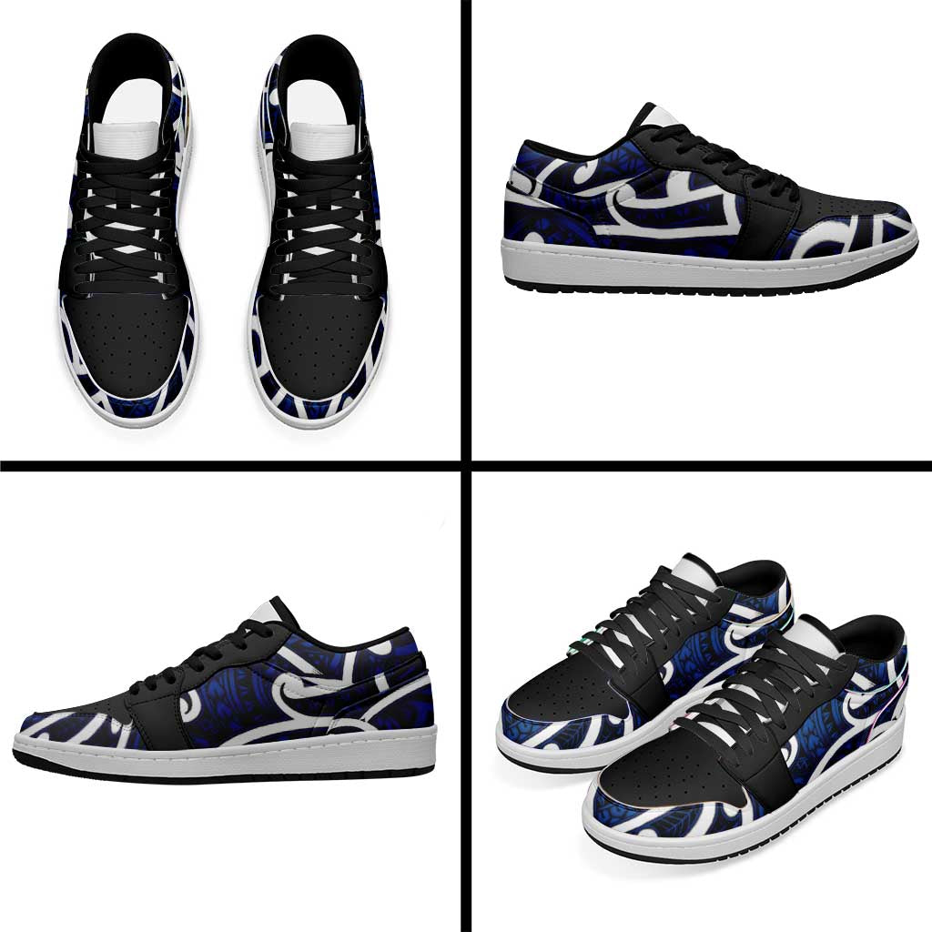 Aotearoa Maori Kowhaiwhai Low Sneakers Kikorangi Puhoro and Patiki