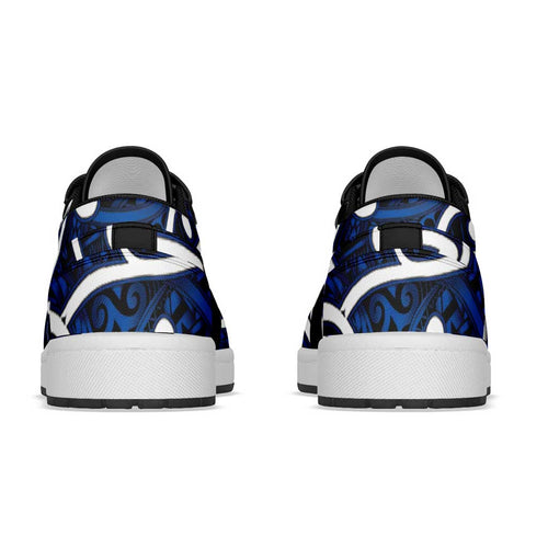 Aotearoa Maori Kowhaiwhai Low Sneakers Kikorangi Puhoro and Patiki