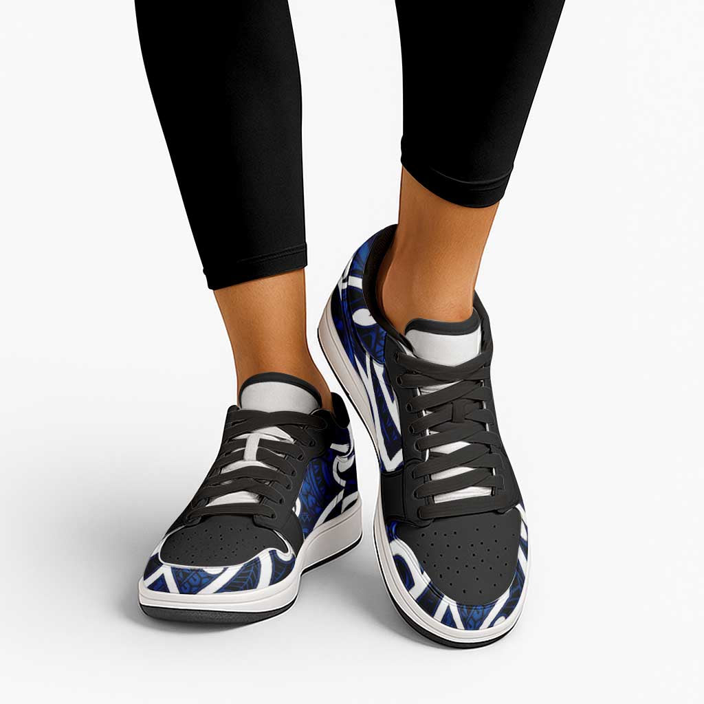 Aotearoa Maori Kowhaiwhai Low Sneakers Kikorangi Puhoro and Patiki