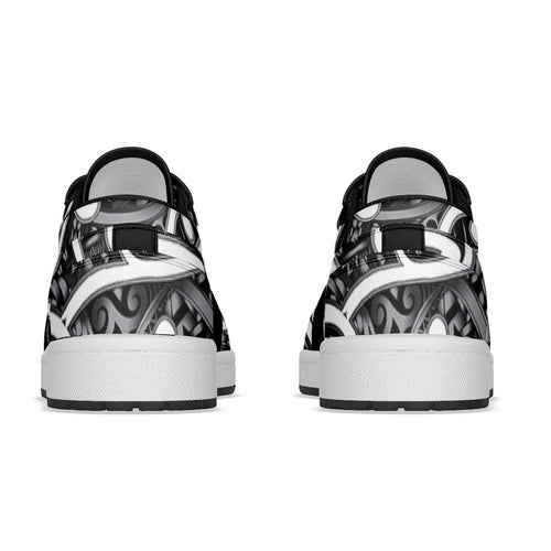 Aotearoa Maori Kowhaiwhai Low Sneakers Kiwikiwi Puhoro and Patiki