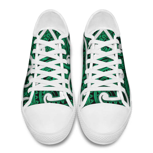Aotearoa Maori Kowhaiwhai Low Top Shoes Kakariki Puhoro and Patiki