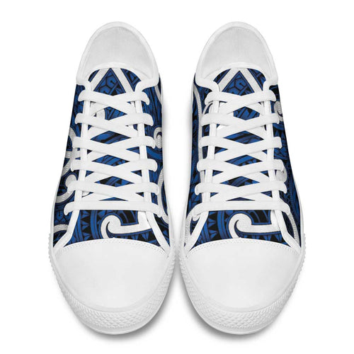 Aotearoa Maori Kowhaiwhai Low Top Shoes Kikorangi Puhoro and Patiki