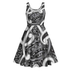 Aotearoa Maori Kowhaiwhai Midi Dress Kiwikiwi Puhoro and Patiki
