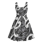 Aotearoa Maori Kowhaiwhai Midi Dress Kiwikiwi Puhoro and Patiki
