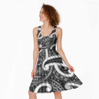 Aotearoa Maori Kowhaiwhai Midi Dress Kiwikiwi Puhoro and Patiki
