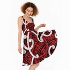 Aotearoa Maori Kowhaiwhai Midi Dress Whero Puhoro and Patiki