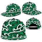 Aotearoa Maori Kowhaiwhai Snapback Cap Kakariki Puhoro and Patiki