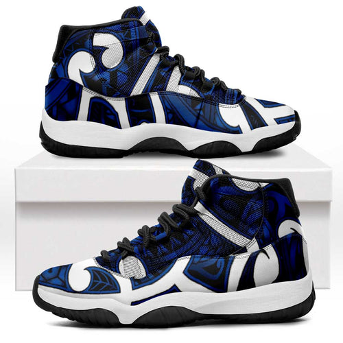 Aotearoa Maori Kowhaiwhai Sneakers J11 Kikorangi Puhoro and Patiki