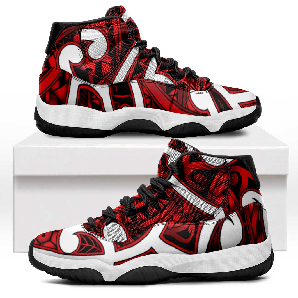 Aotearoa Maori Kowhaiwhai Sneakers J11 Whero Puhoro and Patiki
