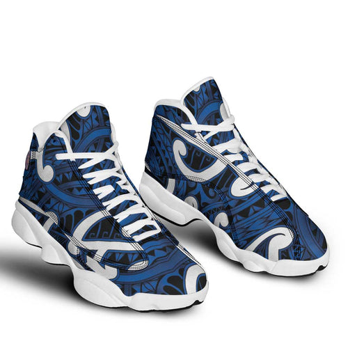 Aotearoa Maori Kowhaiwhai Sneakers J13 Kikorangi Puhoro and Patiki