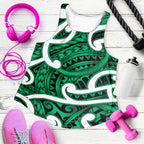 Aotearoa Maori Kowhaiwhai Women Racerback Tank Kakariki Puhoro and Patiki