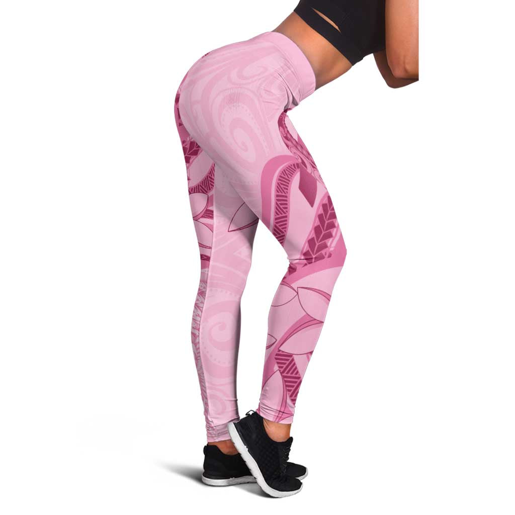 Aotearoa Maori Leggings Pink Fern Ribbons - Aussie Hoodie