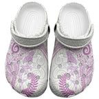 Aotearoa Maori Sea Animals Tribal Clogs Shoes Manta Ray and Shark Moko Pattern Pink Color