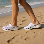 Aotearoa Maori Sea Animals Tribal Clogs Shoes Manta Ray and Shark Moko Pattern Pink Color