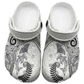 Aotearoa Maori Sea Animals Tribal Clogs Shoes Manta Ray and Shark Moko Pattern White Color