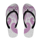 Aotearoa Maori Sea Animals Tribal Flip Flops Manta Ray and Shark Moko Pattern Pink Color