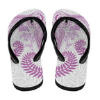 Aotearoa Maori Sea Animals Tribal Flip Flops Manta Ray and Shark Moko Pattern Pink Color
