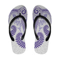 Aotearoa Maori Sea Animals Tribal Flip Flops Manta Ray and Shark Moko Pattern Purple Color