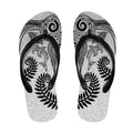 Aotearoa Maori Sea Animals Tribal Flip Flops Manta Ray and Shark Moko Pattern White Color