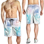 Aotearoa Maori Sea Animals Tribal Shorts for Men Manta Ray and Shark Moko Pattern Sweet Pastel