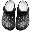 Aotearoa Moko Tribal Tattoo Clogs Shoes New Zealand Maori Penguin and Fantail Black Color