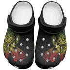 Aotearoa Moko Tribal Tattoo Clogs Shoes New Zealand Maori Penguin and Fantail Reggae Style