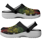 Aotearoa Moko Tribal Tattoo Clogs Shoes New Zealand Maori Penguin and Fantail Reggae Style