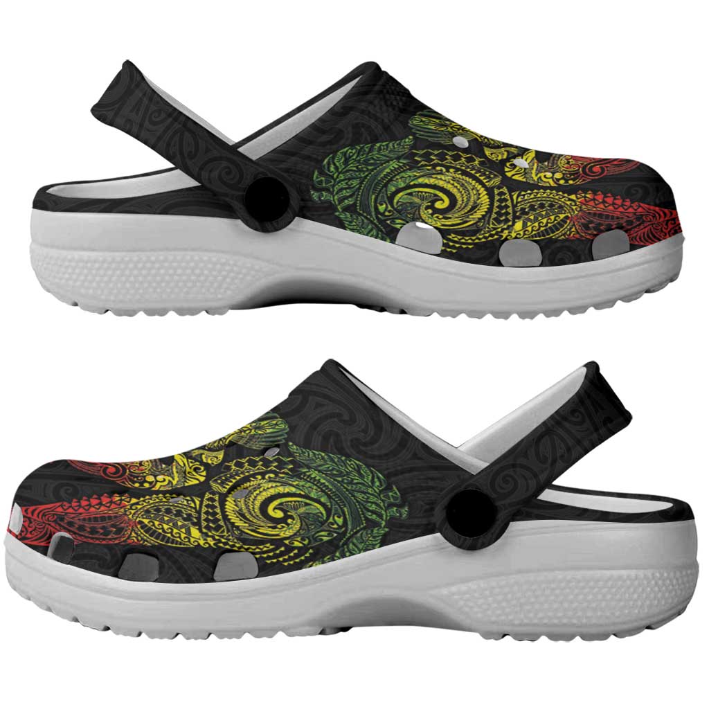 Aotearoa Moko Tribal Tattoo Clogs Shoes New Zealand Maori Penguin and Fantail Reggae Style