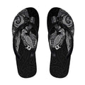 Aotearoa Moko Tribal Tattoo Flip Flops New Zealand Maori Penguin and Fantail Black Color