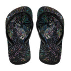 Aotearoa Moko Tribal Tattoo Flip Flops New Zealand Maori Penguin and Fantail Paua Shell Style