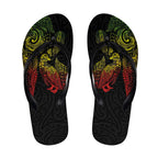 Aotearoa Moko Tribal Tattoo Flip Flops New Zealand Maori Penguin and Fantail Reggae Style