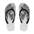Aotearoa Moko Tribal Tattoo Flip Flops New Zealand Maori Penguin and Fantail White Color