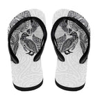 Aotearoa Moko Tribal Tattoo Flip Flops New Zealand Maori Penguin and Fantail White Color