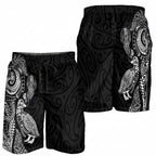 Aotearoa Moko Tribal Tattoo Shorts for Men New Zealand Maori Penguin and Fantail Black Color