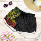 Aotearoa Moko Tribal Tattoo Shorts for Women New Zealand Maori Penguin and Fantail Reggae Style